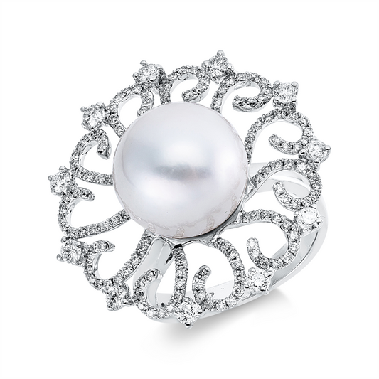 Ring 18 kt WG, 143 Brill. 0,97 ct, F-si, 1 SS weiß 12,2 mm