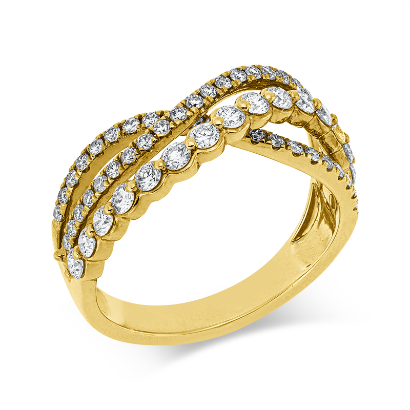 Ring 18 kt GG, 15 Brill. 0,43 ct, TW-si, 44 Brill. 0,33 ct, TW-si