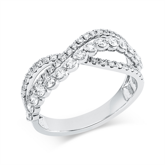 Ring 18 kt WG, 15 Brill. 0,44 ct, TW-si, 44 Brill. 0,34 ct, TW-si