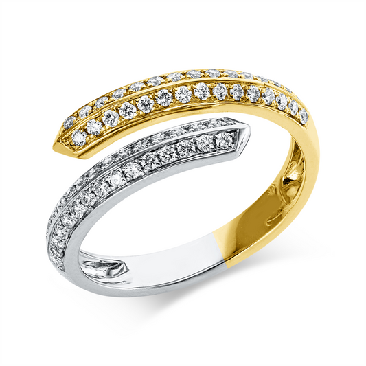 Ring 18 kt WG+GG, 1 Brill. 0,18 ct, TW-si, 30 Brill. 0,18 ct, TW-si