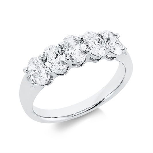 Ring 18 kt WG, 5 Oval 1,53 ct, TW-vsi