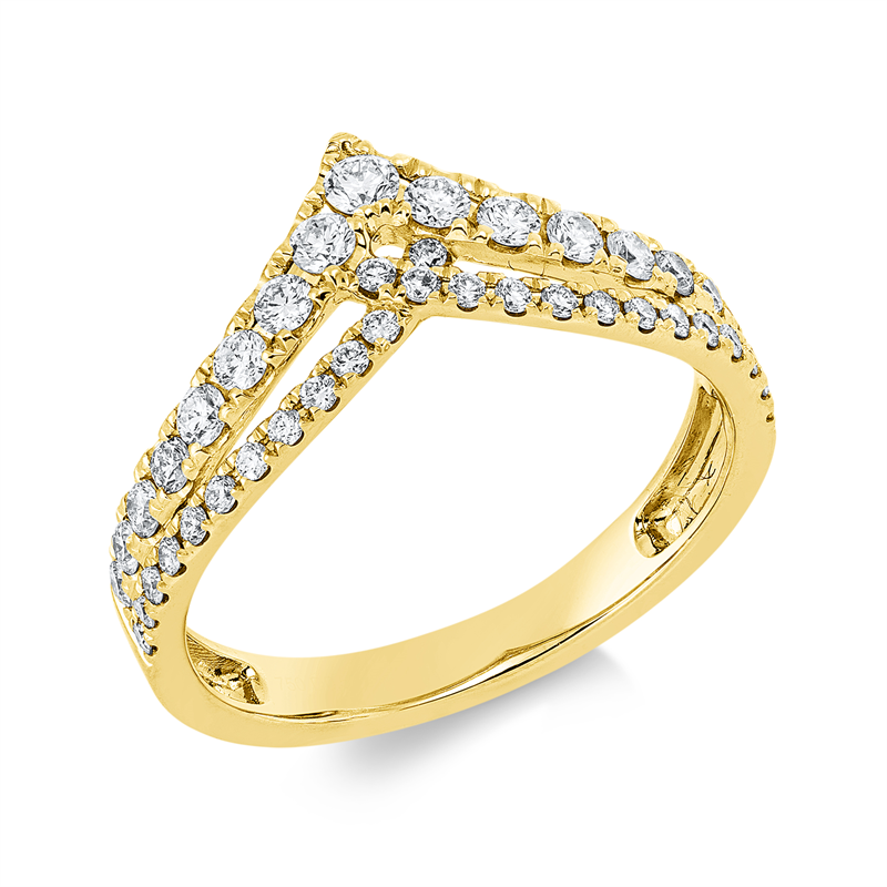 Ring 18 kt GG, 12 Brill. 0,24 ct, TW-si, 5 Brill. 0,15 ct, TW-si, 25 Brill. 0,16 ct, TW-si