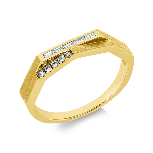 Ring 18 kt GG, mattiert, 5 Brill. 0,04 ct, TW-si, 5 Bag. 0,07 ct, TW-si