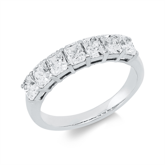Ring 18 kt WG, 7 Radiant 1,62 ct, F-vsi/si
