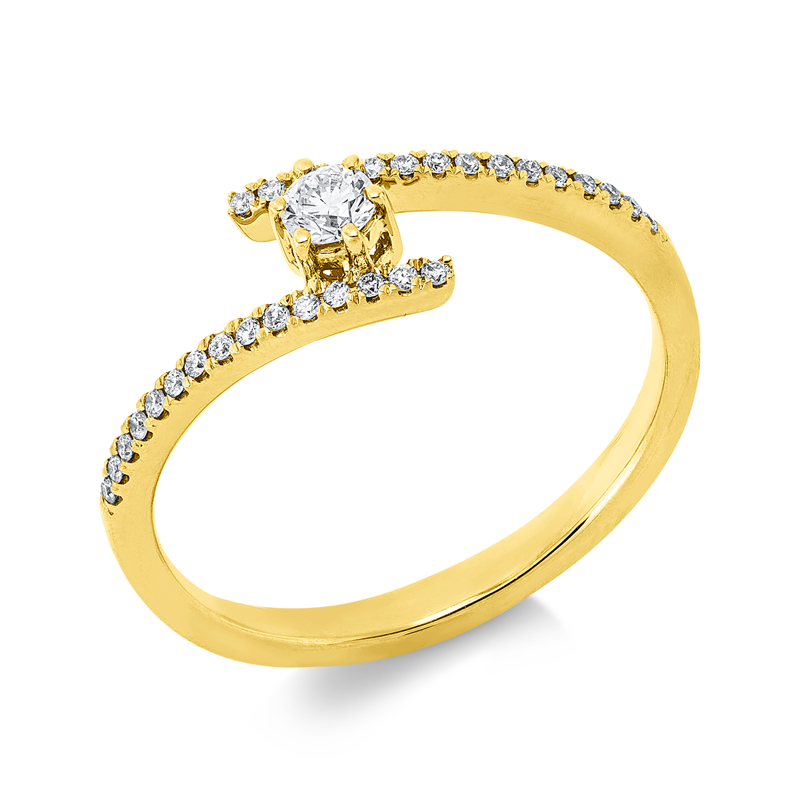 Ring 18 kt GG, 1 Brill. 0,11 ct, TW-si, 30 Brill. 0,10 ct, TW-si