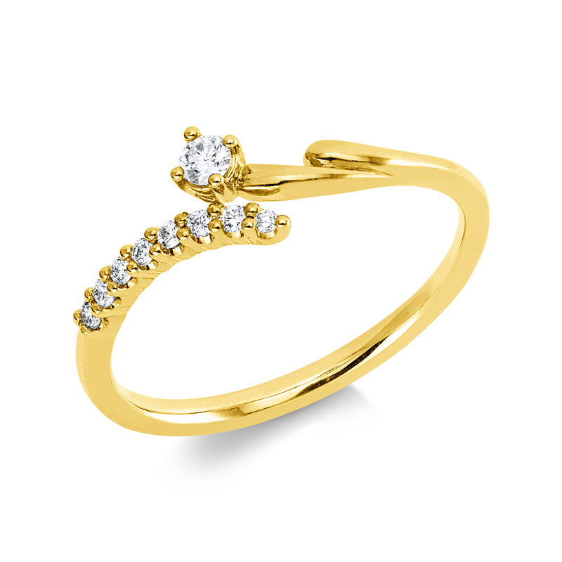 Ring 18 kt GG, 9 Brill. 0,11 ct, TW-pi