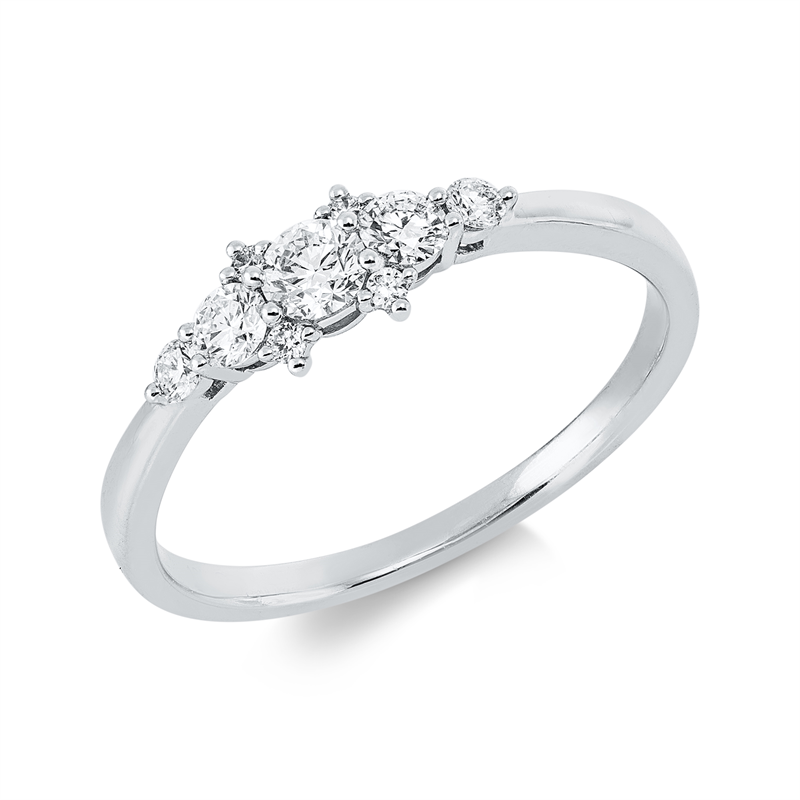Ring 18 kt WG, 9 Brill. 0,34 ct, TW-pi