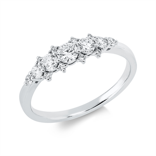 Ring 18 kt WG, 15 Brill. 0,50 ct, TW-pi