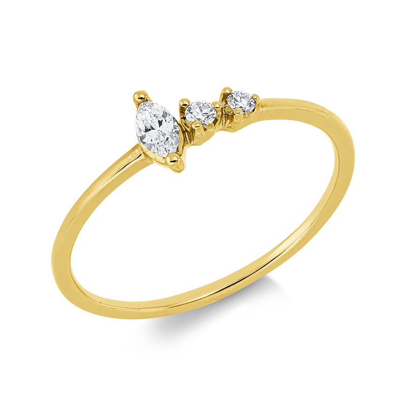 Ring 18 kt GG, 2 Brill. 0,04 ct, TW-pi, 1 Nav. 0,09 ct, TW-pi