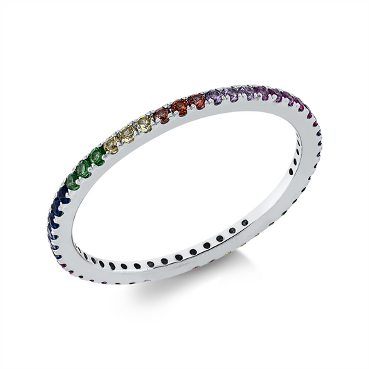 Ring 18 kt WG, 48 Saphire 0,47 ct fancy
