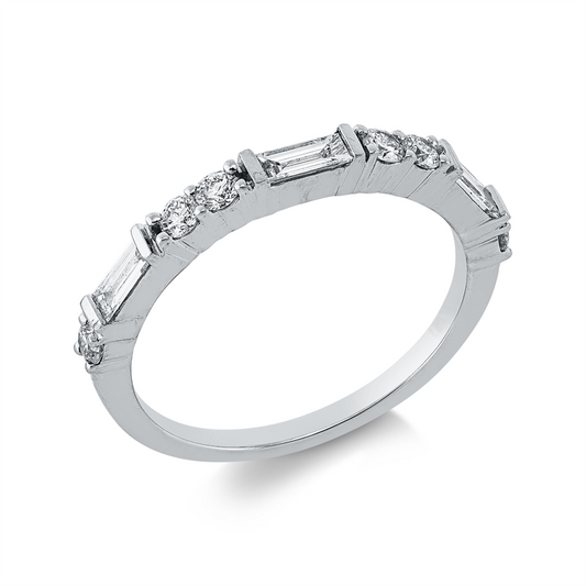 Ring 18 kt WG, 3 Bag. 0,25 ct, TW-si, 6 Brill. 0,24 ct, TW-si