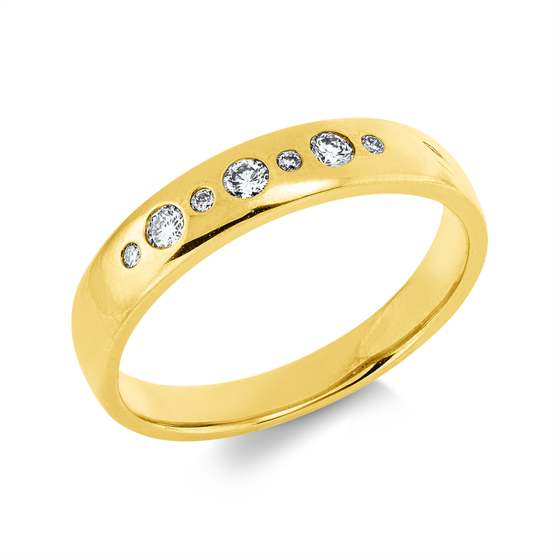 Ring 18 kt GG, 7 Brill. 0,14 ct, TW-pi