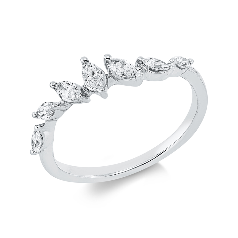 Ring 18 kt WG, 7 Nav. 0,35 ct, TW-pi