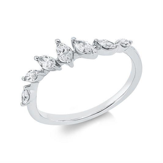 Ring 18 kt WG, 7 Nav. 0,35 ct, TW-pi