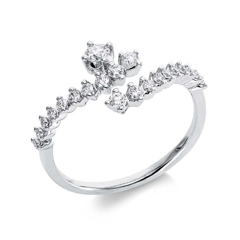 Ring 18 kt WG, 21 Brill. 0,35 ct, TW-pi