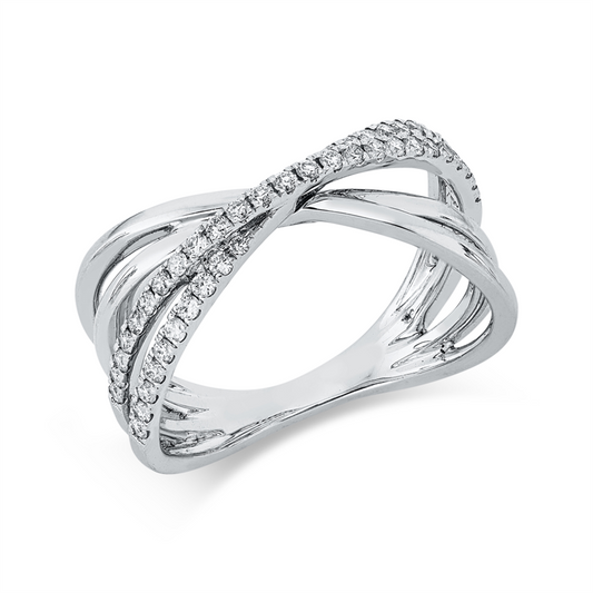 Ring 18 kt WG, 2 Brill. 0,01 ct, TW-si, 43 Brill. 0,32 ct, TW-si