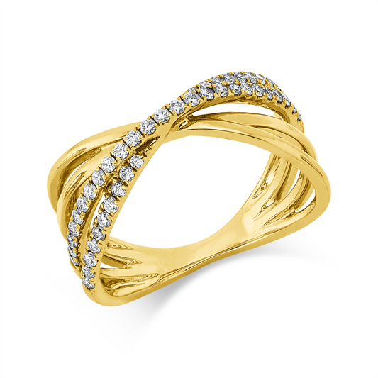 Ring 18 kt GG, 2 Brill. 0,01 ct, TW-si, 43 Brill. 0,33 ct, TW-si
