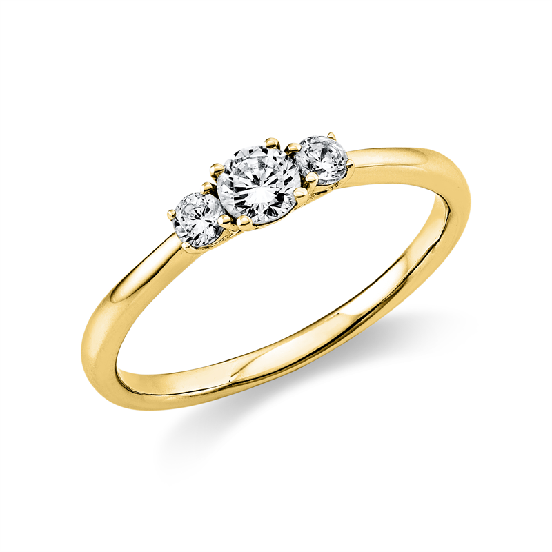 Ring 18 kt GG, 1 Brill. 0,20 ct, TW-si, 2 Brill. 0,12 ct, TW-si