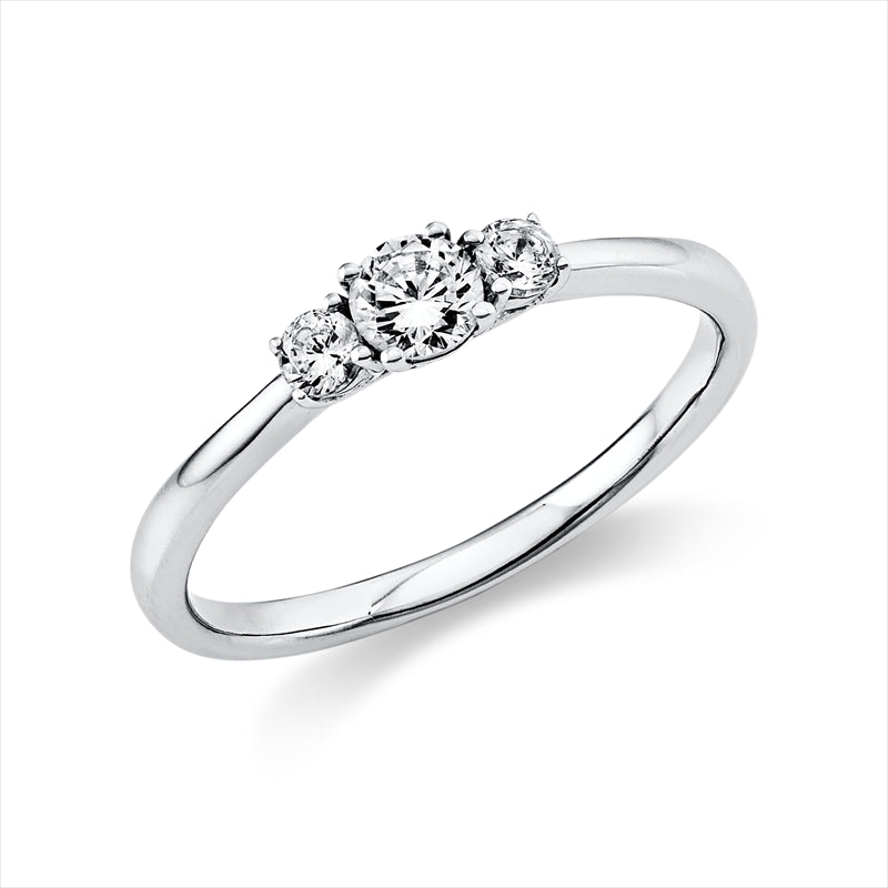 Ring 18 kt WG, 1 Brill. 0,20 ct, TW-si, 2 Brill. 0,13 ct, TW-si