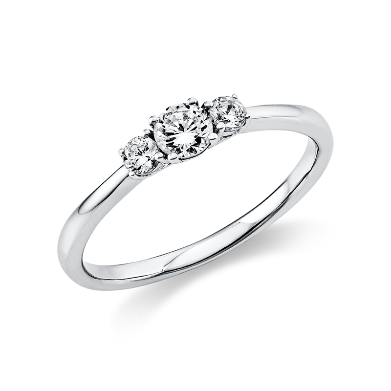 Ring 18 kt WG, 1 Brill. 0,20 ct, TW-si, 2 Brill. 0,14 ct, TW-si