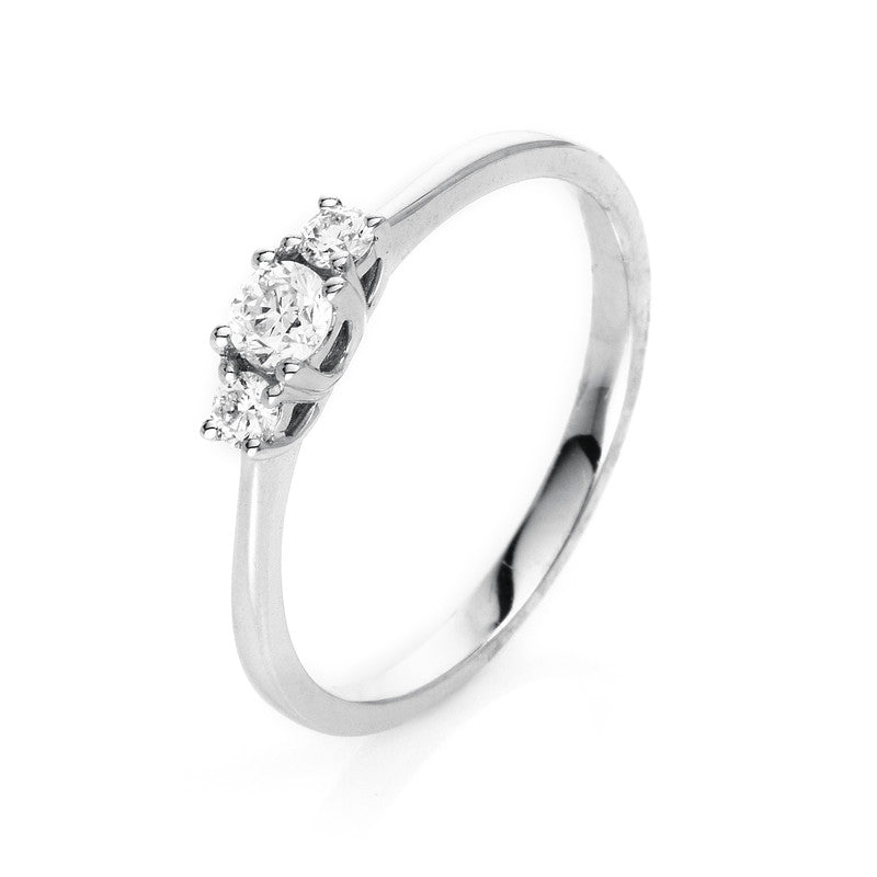 Ring 18 kt WG, 1 Brill. 0,14 ct, TW-si, 2 Brill. 0,10 ct, TW-si