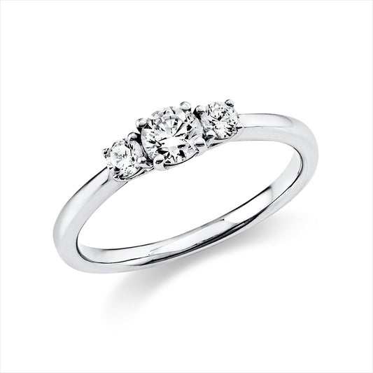 Ring 18 kt WG, GIA7386114695, 1 Brill. 0,30 ct, TW-si, 2 Brill. 0,20 ct, TW-si