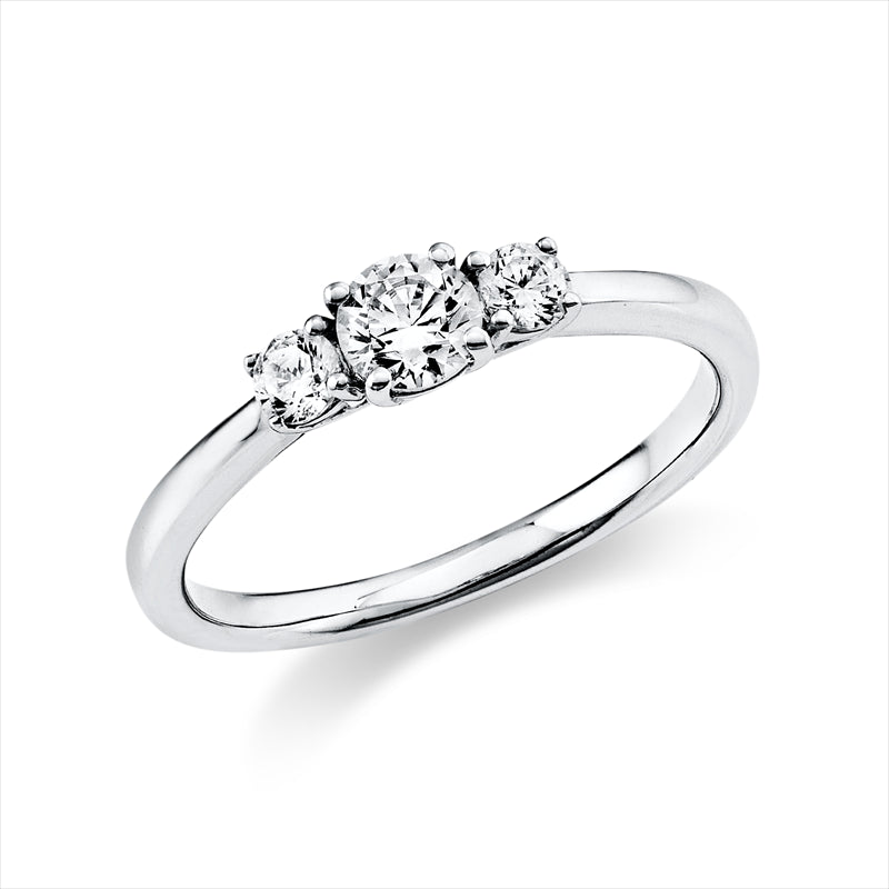 Ring 14 kt WG, GIA6501196291, 1 Brill. 0,30 ct, TW-si, 2 Brill. 0,18 ct, TW-si