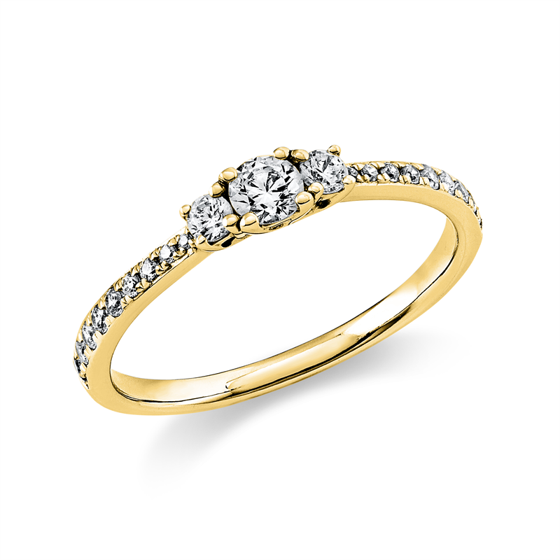 Ring 18 kt GG, 1 Brill. 0,16 ct, TW-si, 20 Brill. 0,22 ct, TW-si