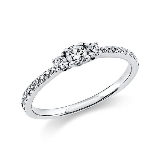 Ring 18 kt WG, 1 Brill. 0,18 ct, TW-si, 20 Brill. 0,22 ct, TW-si