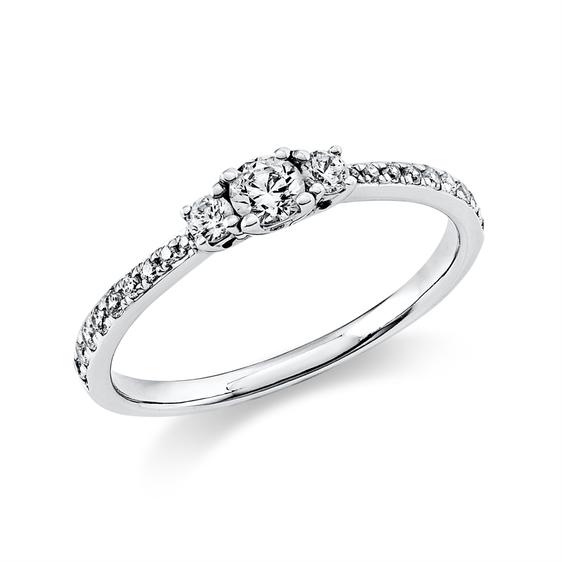 Ring 14 kt WG, 1 Brill. 0,15 ct, TW-si, 20 Brill. 0,22 ct, TW-si