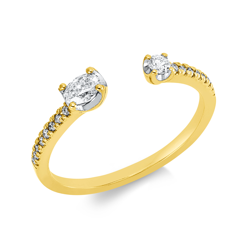 Ring 18 kt GG+WG, 17 Brill. 0,13 ct, TW-si, 1 Oval 0,14 ct, TW-si