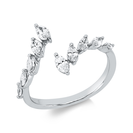 Ring 18 kt WG, 10 Nav. 0,51 ct, TW-pi