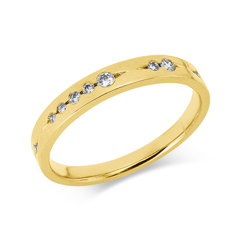 Ring 18 kt GG, 9 Brill. 0,12 ct, TW-pi