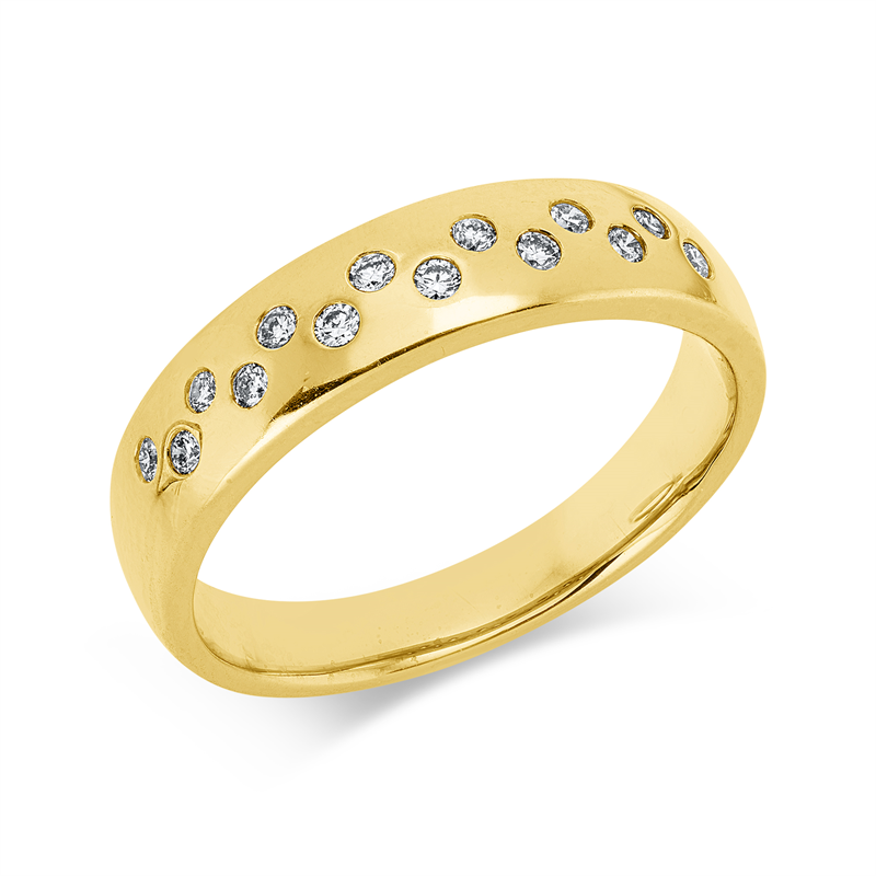 Ring 18 kt GG, 14 Brill. 0,16 ct, TW-pi