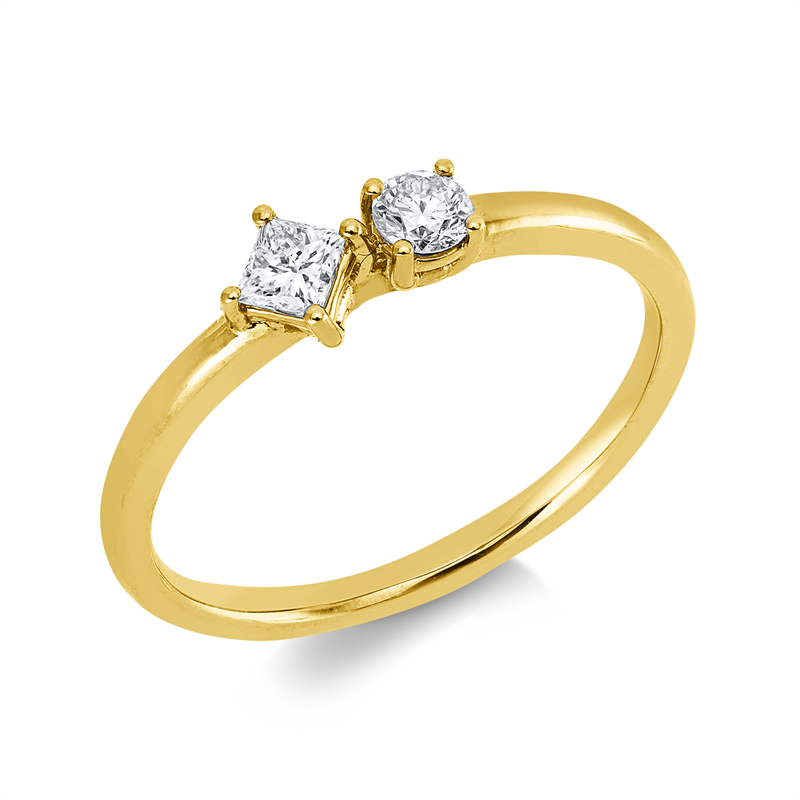 Ring 18 kt GG, 1 Brill. 0,11 ct, TW-si, 1 Princ. 0,15 ct, TW-si
