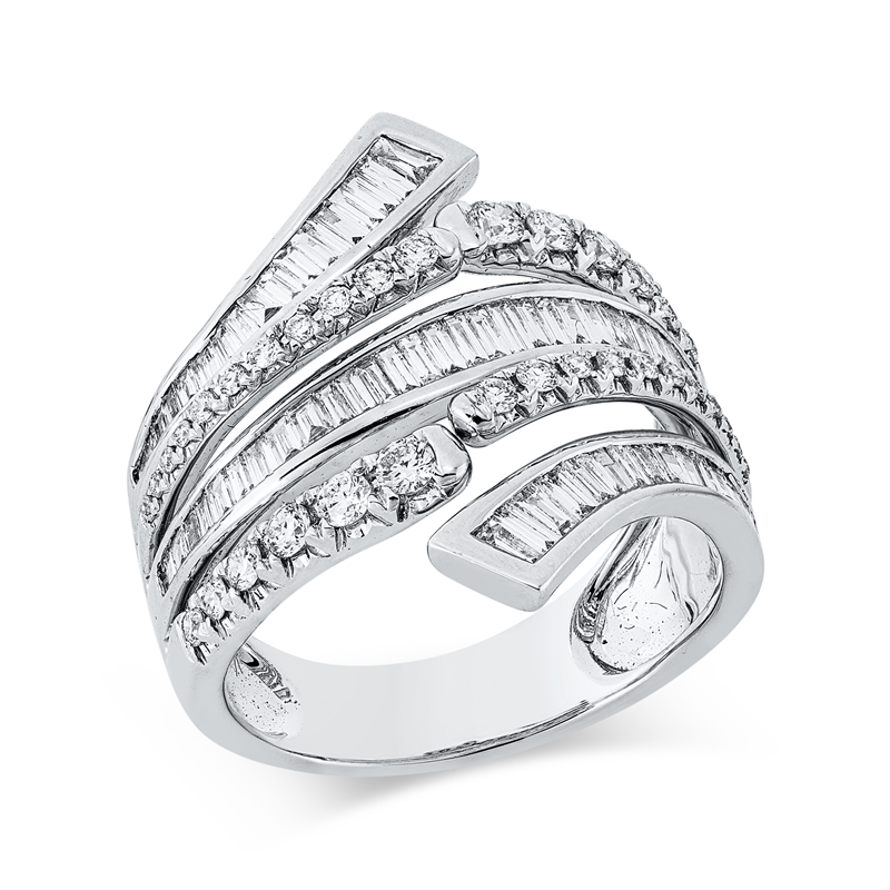 ABVERKAUF Ring 18 kt WG, 34 Brill. 0,43 ct, TW-si, 64 Bag. 2,02 ct, TW-vsi