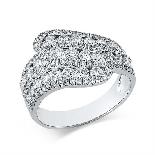 ABVERKAUF Ring 18 kt WG, 76 Brill. 0,58 ct, TW-si, 27 Brill. 0,86 ct, TW-si