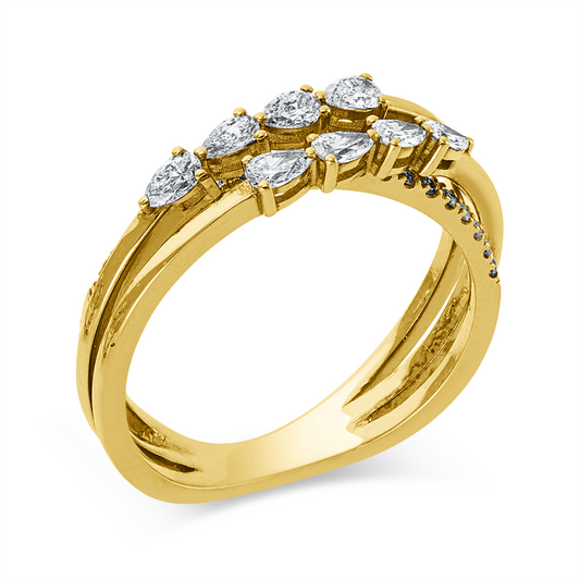 Ring 18 kt GG, 8 Tropfen 0,43 ct, F-si, 20 Brill. 0,10 ct, F-si