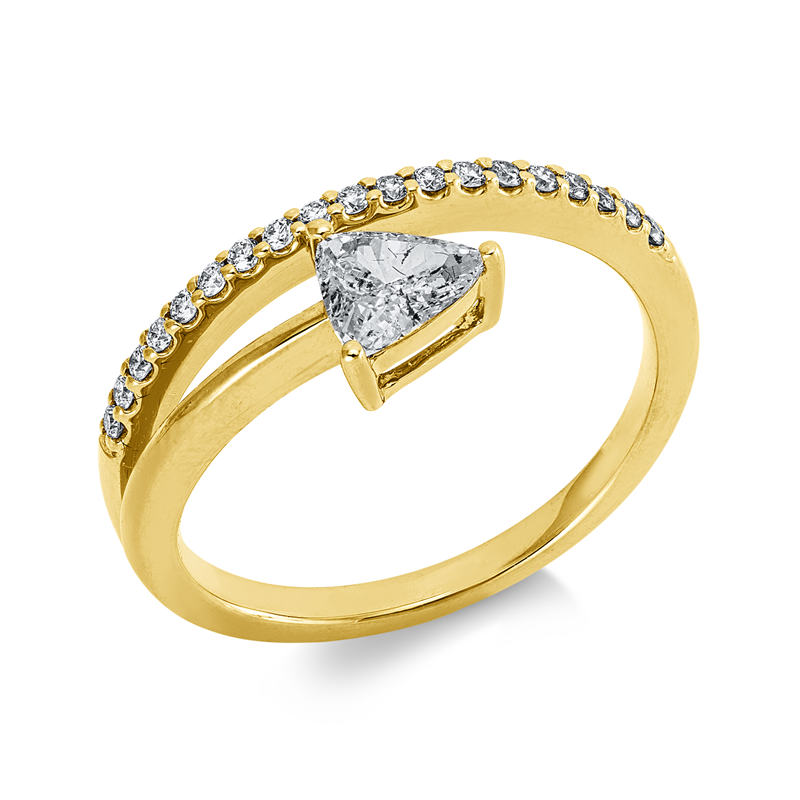 Ring 18 kt GG, 1 Triangel 0,35 ct, TW-si, 19 Brill. 0,13 ct, TW-si