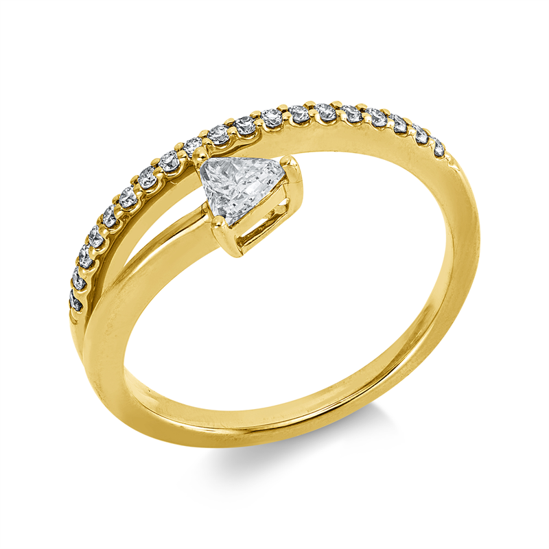 Ring 18 kt GG, 1 Triangel 0,18 ct, TW-vsi, 19 Brill. 0,13 ct, TW-si