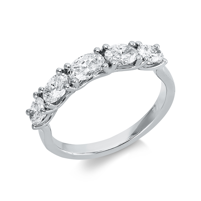 Ring 18 kt WG, 5 Oval 1,06 ct, W-vsi