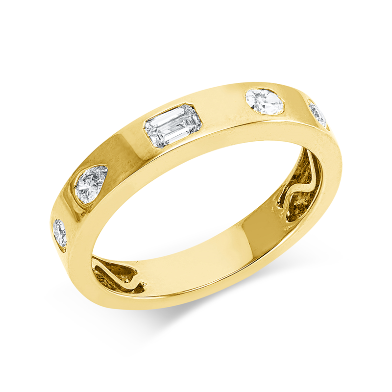 Ring 18 kt GG, 2 Brill. 0,10 ct, TW-si, 3 Fant-Schl 0,33 ct, TW-vsi