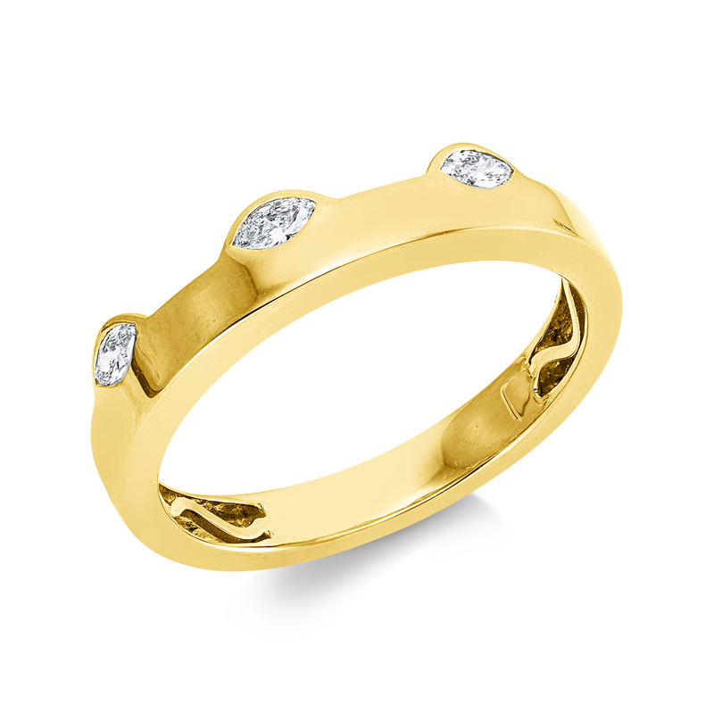 Ring 18 kt GG, 3 Nav. 0,14 ct, TW-vsi