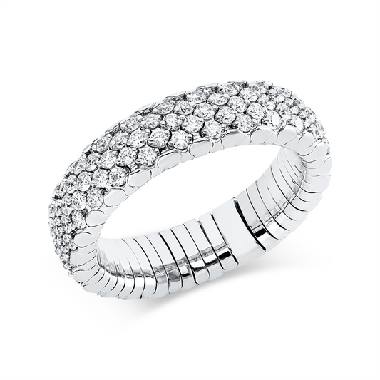 Ring 18 kt WG, Flex-Band, variabel, rhodinier, 125 Brill. 1,50 ct, TW-si