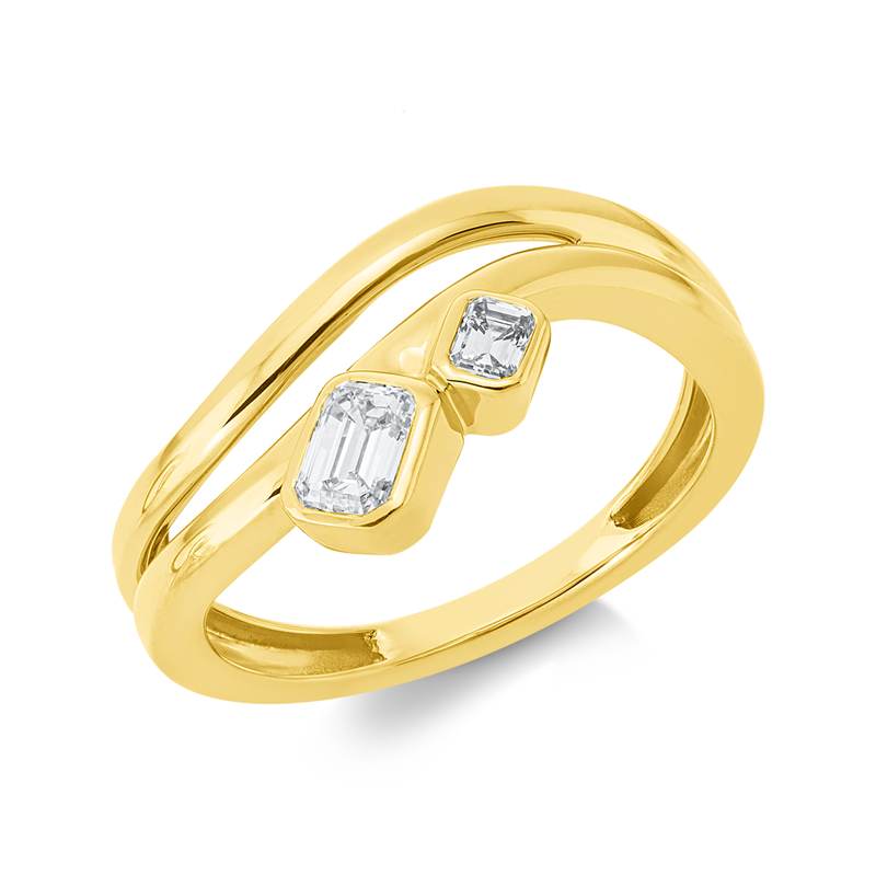 Ring 18 kt GG, 1 Sm.schliff 0,32 ct, TW-si, 1 Sm.schliff 0,11 ct, TW-si