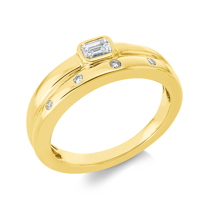 Ring 18 kt GG,  1 Sm.schliff 0,24 ct, TW-si, 2 Brill. 0,02 ct, TW-si, 1 Brill. 0,02 ct, TW-si, 1 Brill. 0,01 ct, TW-si