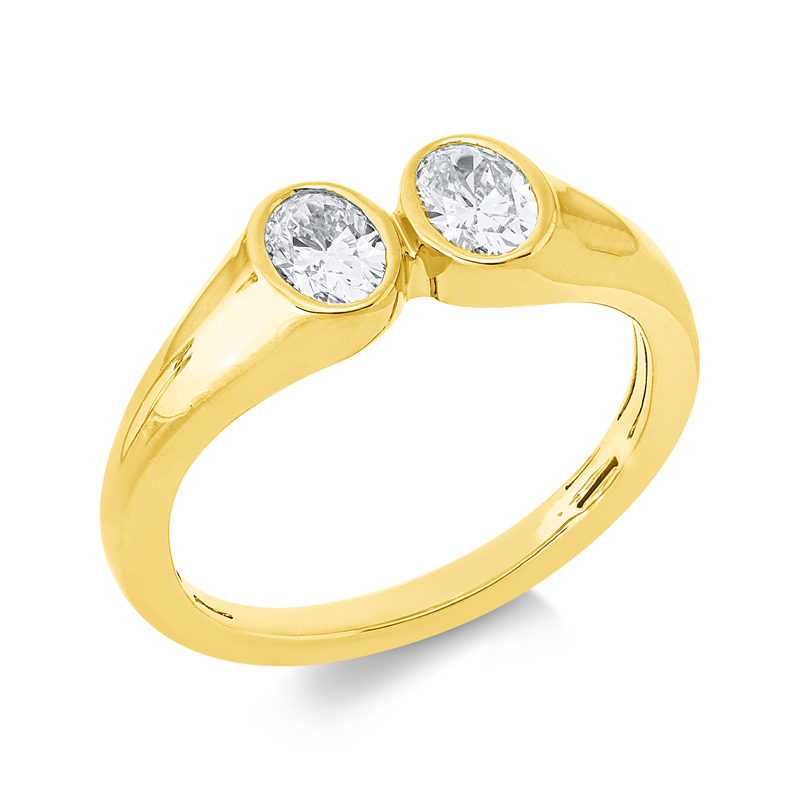 Ring 18 kt GG, 2 Oval 0,61 ct, TW-si