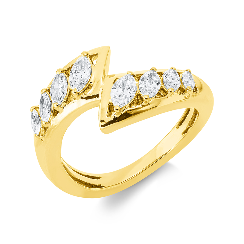 Ring 18 kt GG, 2 Nav. 0,16 ct, TW-si, 2 Nav. 0,22 ct, TW-si, 2 Nav. 0,31 ct, TW-si, 2 Nav. 0,09 ct, TW-si