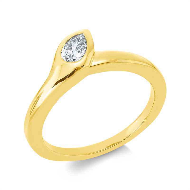 Ring 18 kt GG, 1 Tropfen 0,25 ct, TW-si