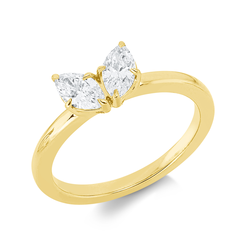 Ring 18 kt GG, 2 Nav. 0,63 ct, TW-si